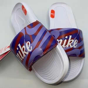 NEW Women's Nike Logo Print Slipper Slides Sandals Swirl 7